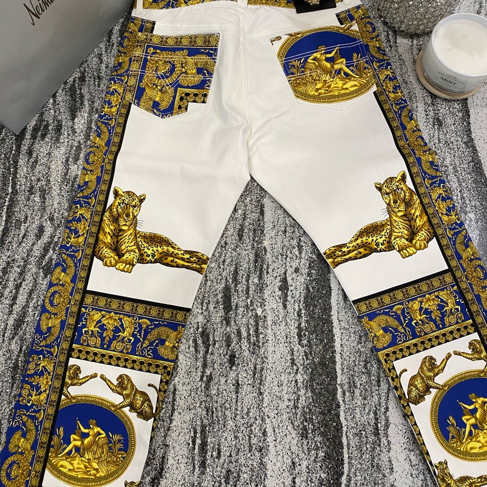 Men’s Gianni Versace denim jeans Royal Blue/Gold